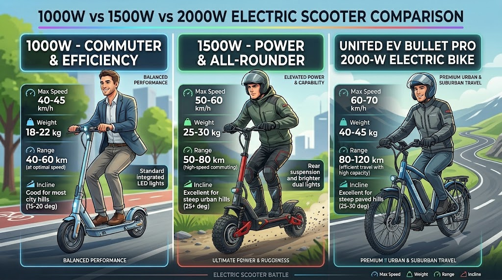 United EV Bullet Pro 2000-W Electric Bike – Features, Battery, Range & Price