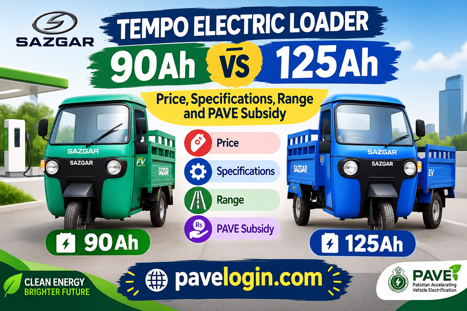 Sazgar Tempo Electric Loader 90AH and 125AH Full Specifications