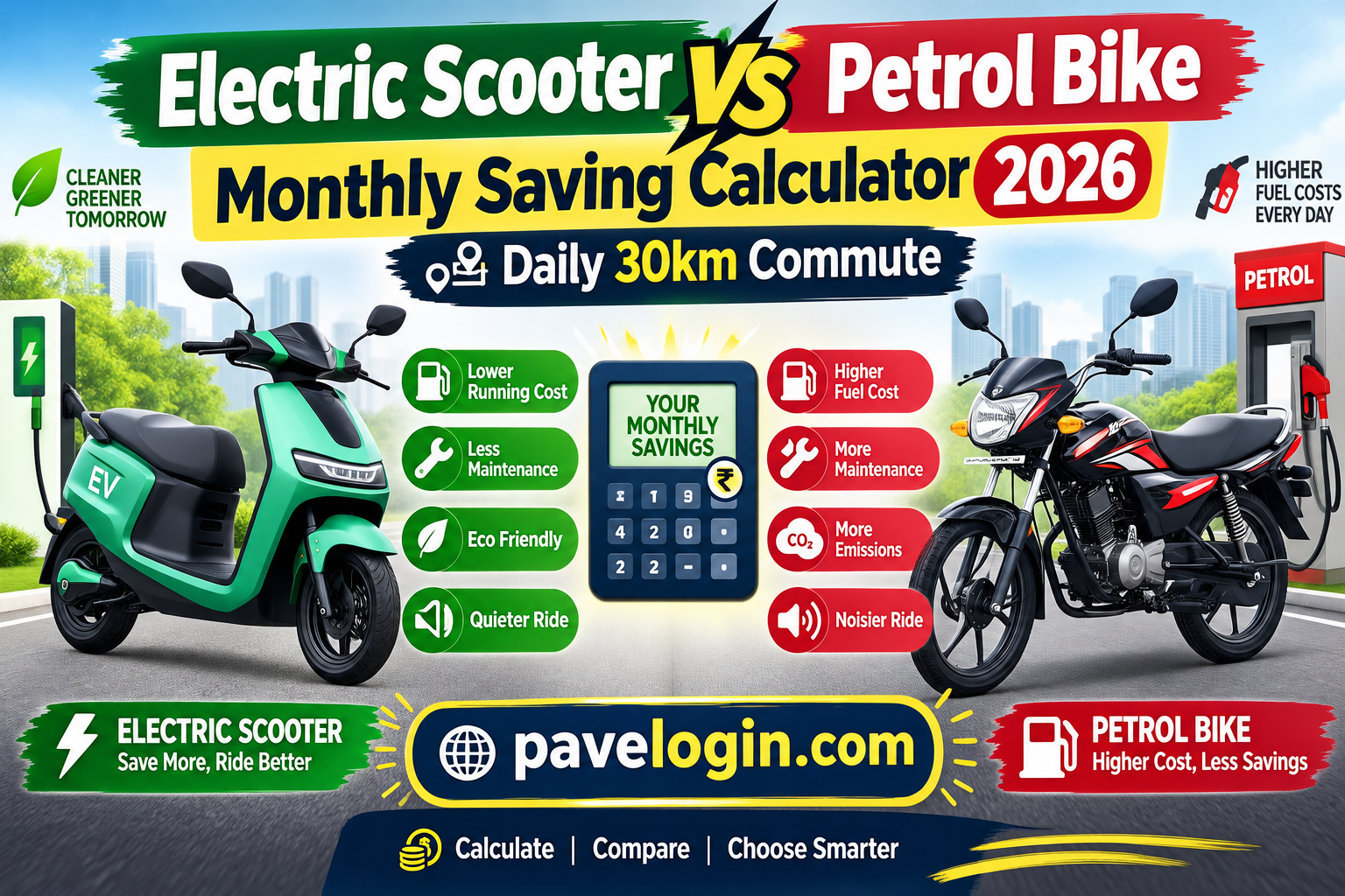 Electric Scooter vs Petrol Bike Monthly Saving Calculator 2026