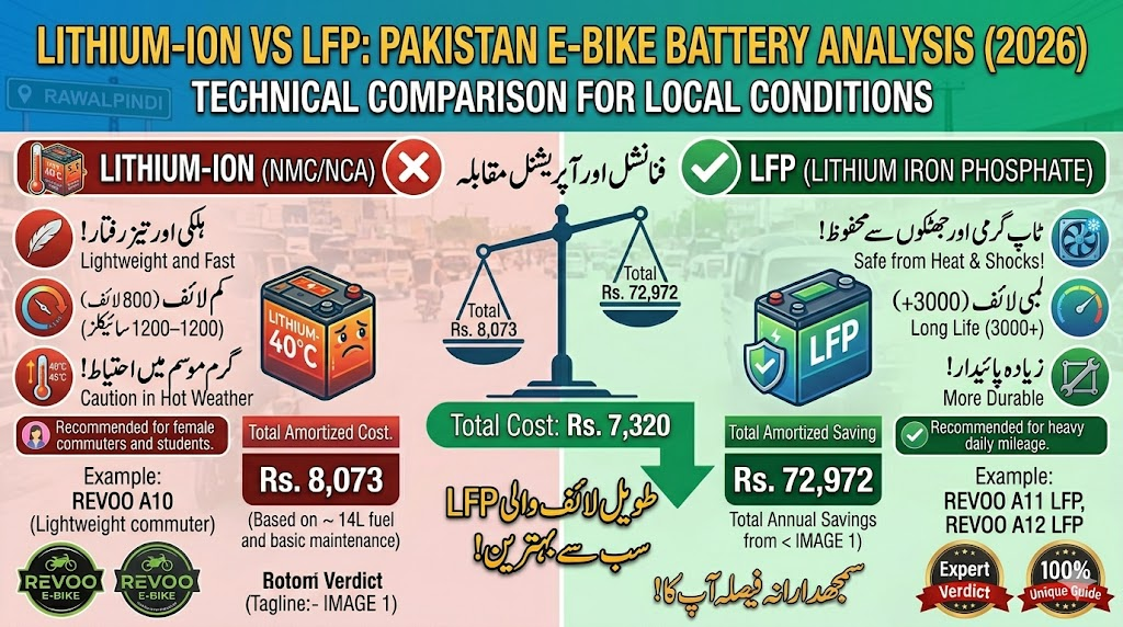 Lithium-ion vs LFP Battery in Electric Bikes Pakistan