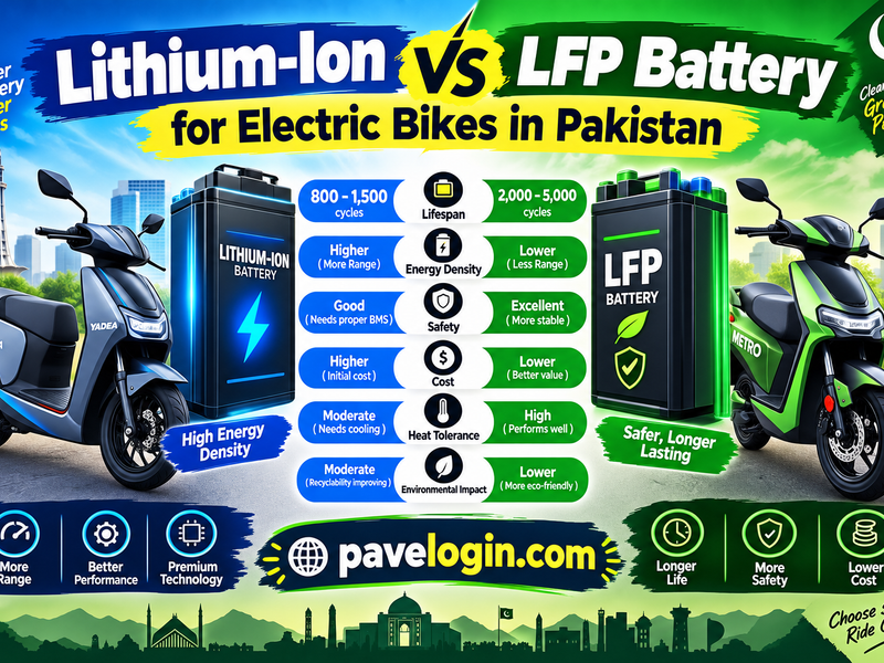 Lithium-ion vs LFP Battery in Electric Bikes Pakistan